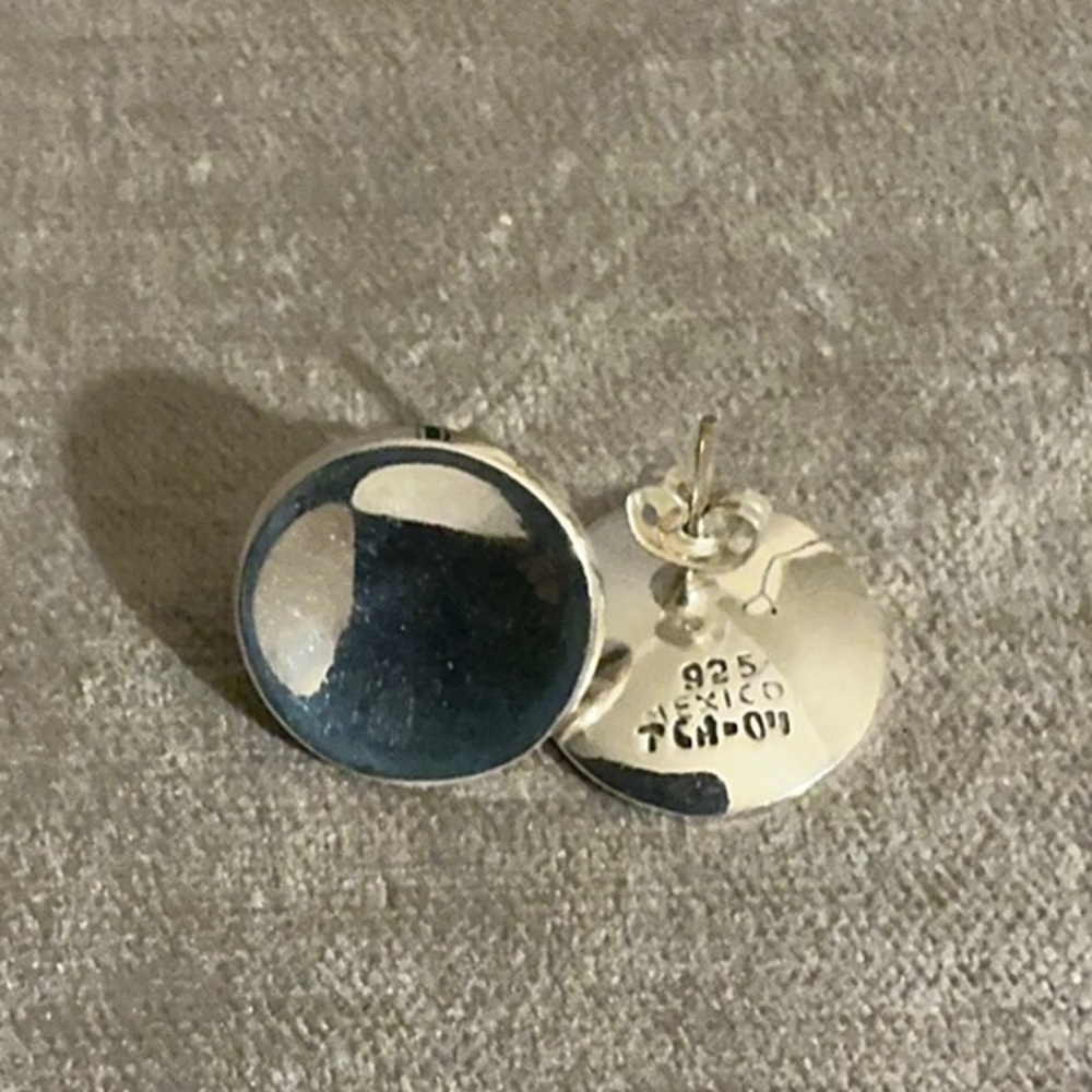 Sterling Silver Concave Stud Earrings - image 2